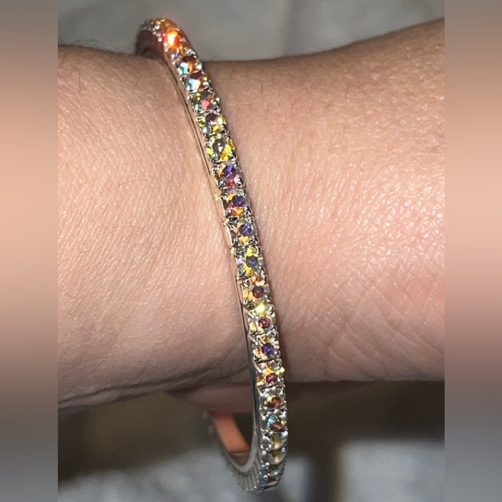 GIVENCHY vintage rhinestone with silver-toned metal bangle bracelet